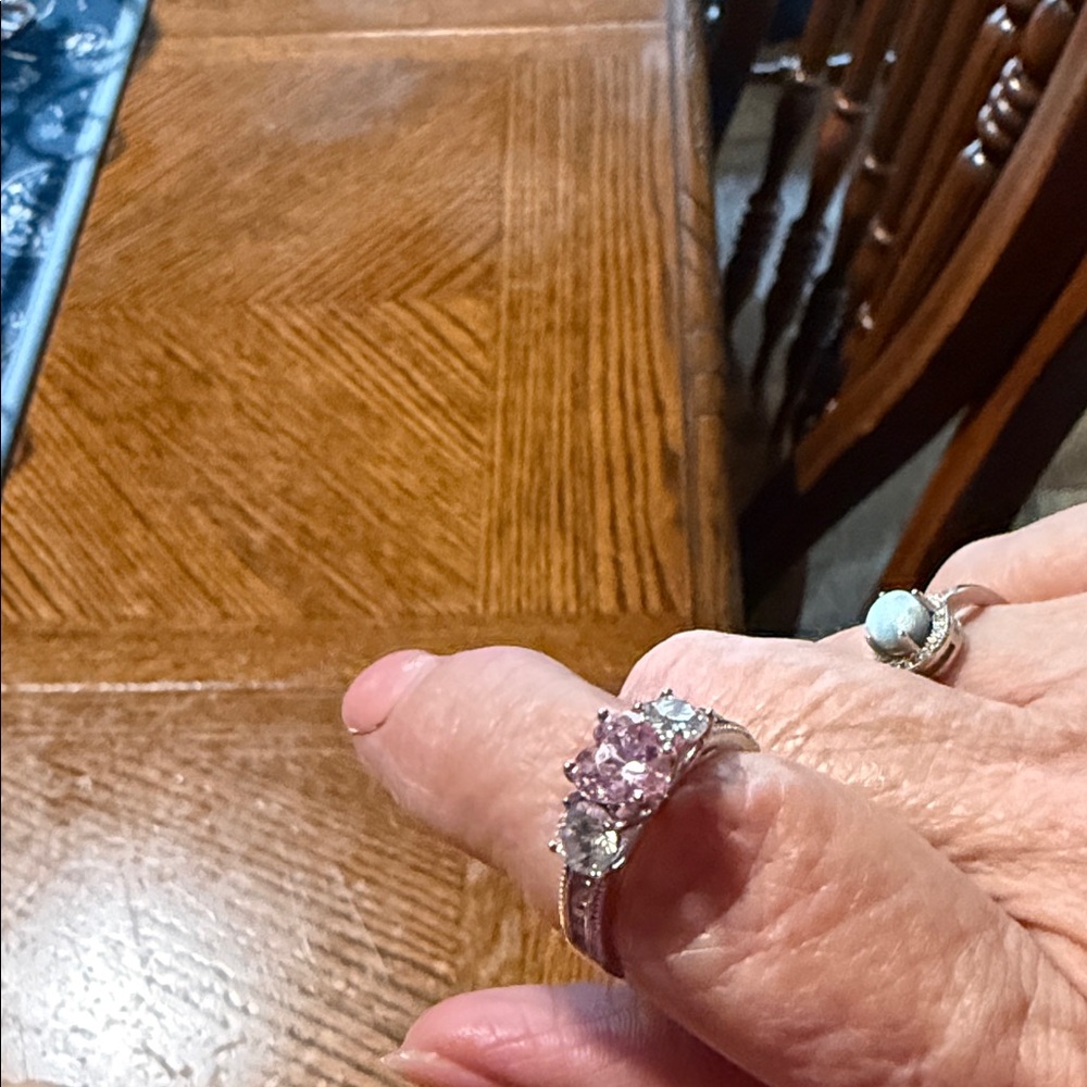 Elegant Pink Gemstone Silver Ring
